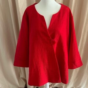 New GRAVER Susan Graver Textured Woven Swing Jacket Scarlet Red size XLP